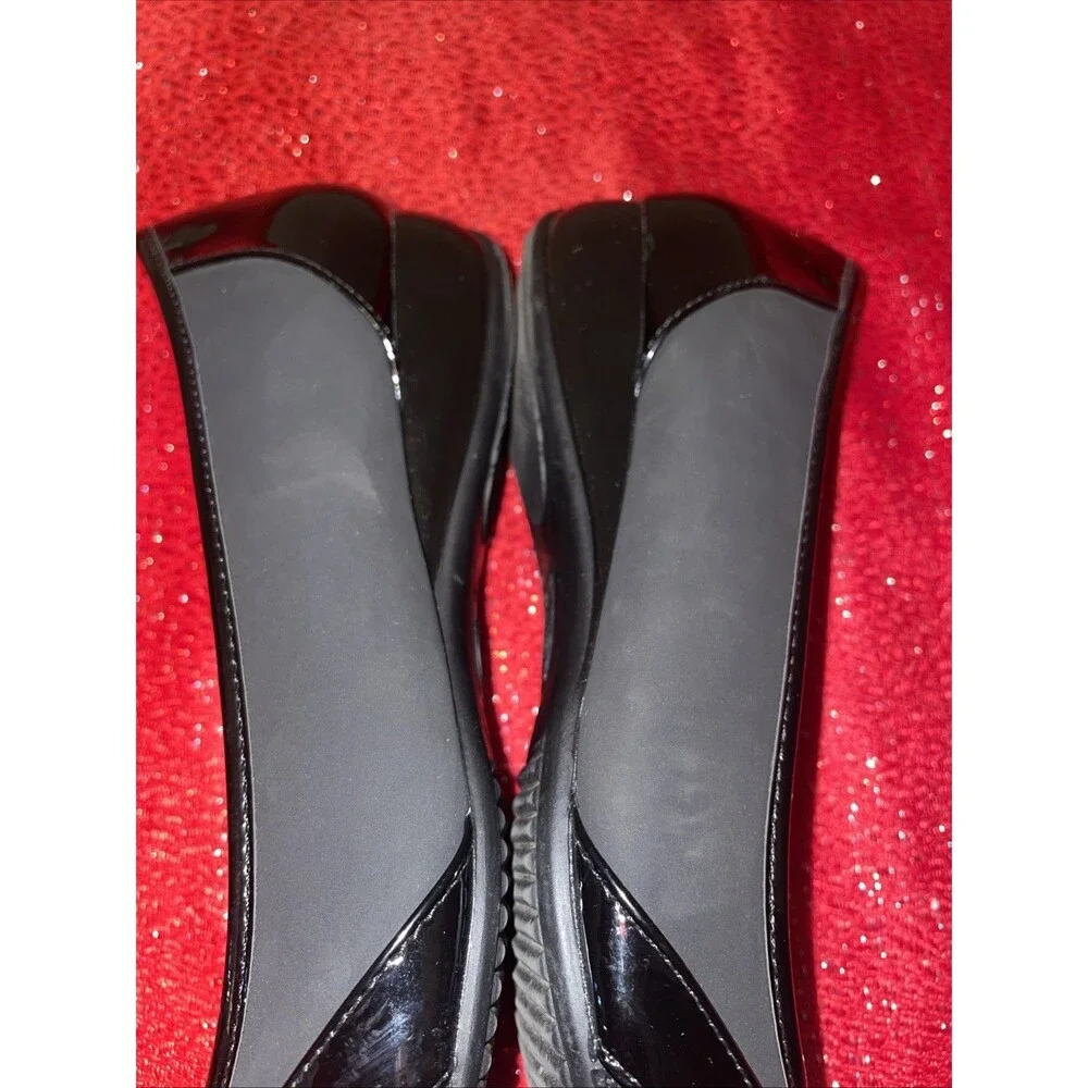 LifeStride Delight Black Low Wedge Slip On Flats Women Size 11M